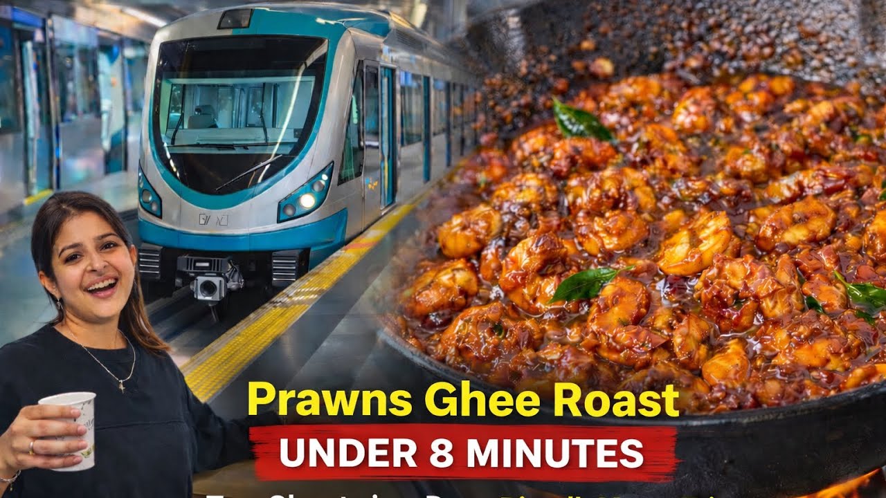 Prawns Ghee Roast recipe Under 8 Minutes | Two Shoots in a Day | Daily Vlog | Riyadh Metro