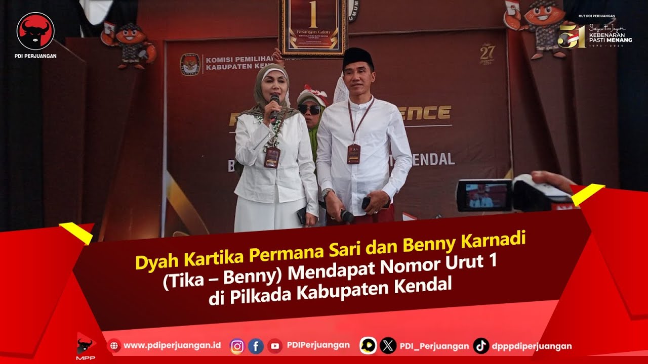 Dyah Kartika Permanasari - Benny Karnadi Mendapatkan Nomor Urut 1 di Pilkada Kabupaten Kendal