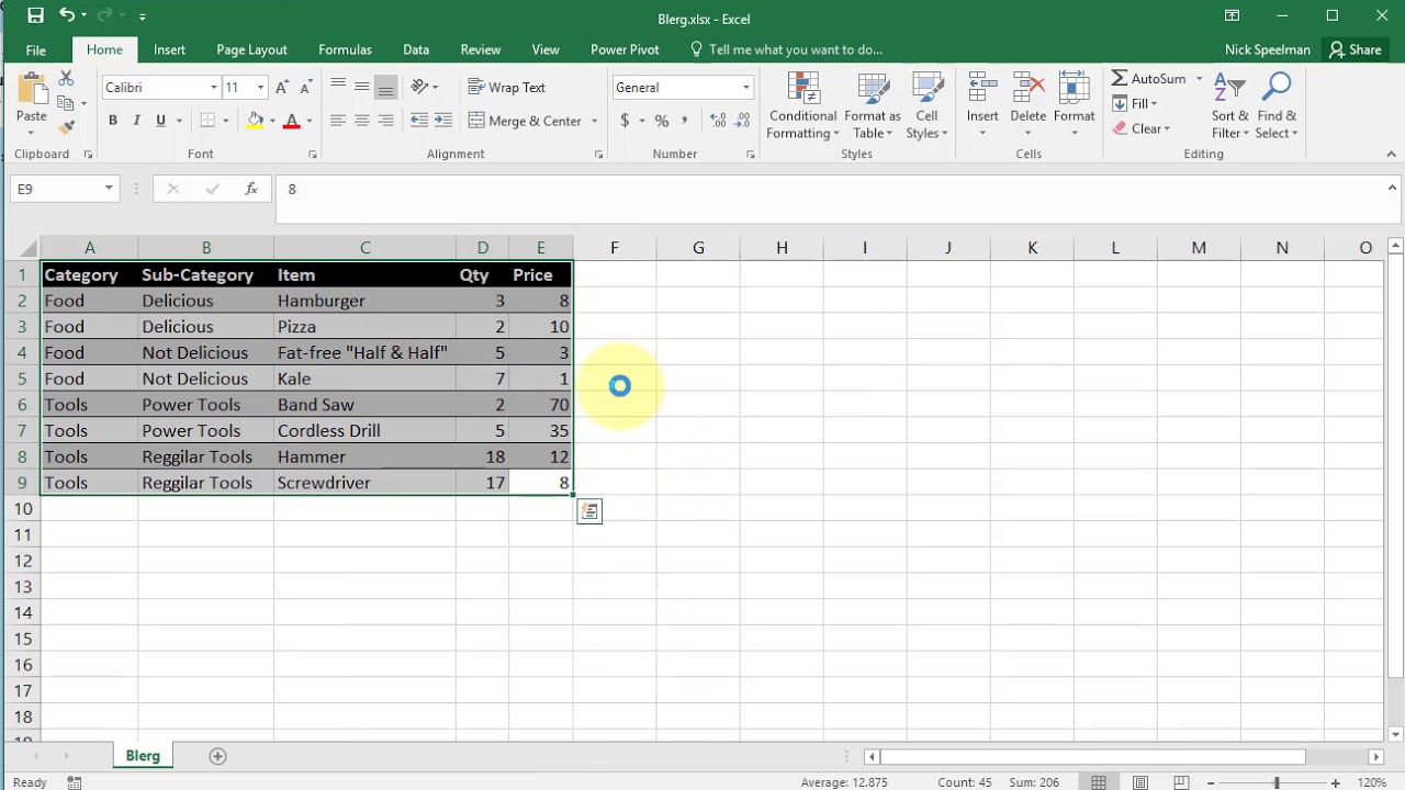 Как удалить таблицу из Excel