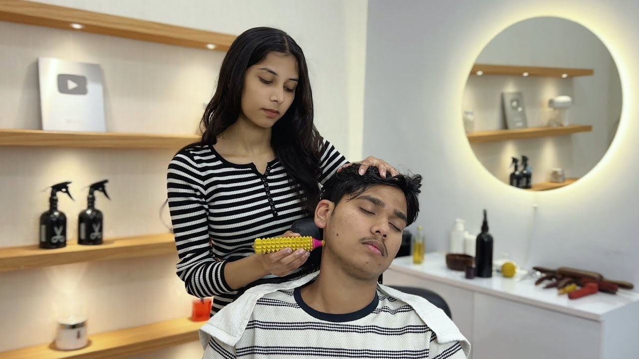 His First DEEP HEAD MASSAGE by SHIVU BARBER 💆🏻‍♂️| Asmr Massage Relax ✨