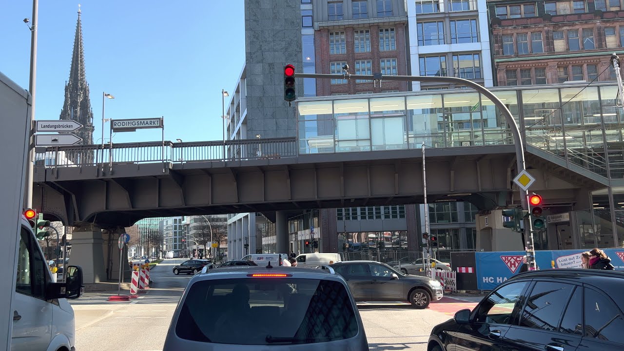 Hamburg City in March 2022 driving in