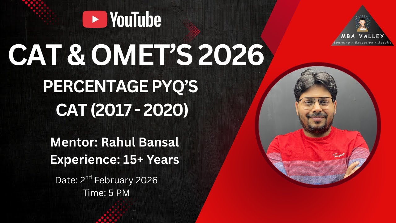 Percentage PYQs LIVE | CAT 2017–2020 | MBA VALLEY