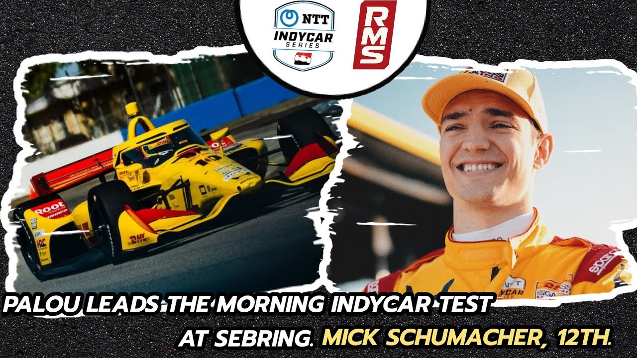 Palou leads the morning IndyCar test at Sebring. Mick Schumacher, 12th.