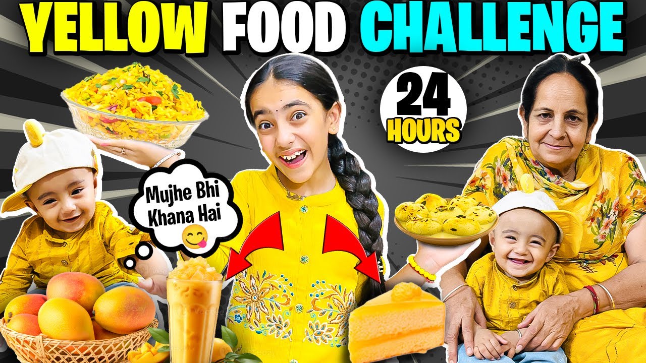 Yellow Color Challenge😅With Nani💛| Yummy FOOD Challenge | Samayra Narula and Family