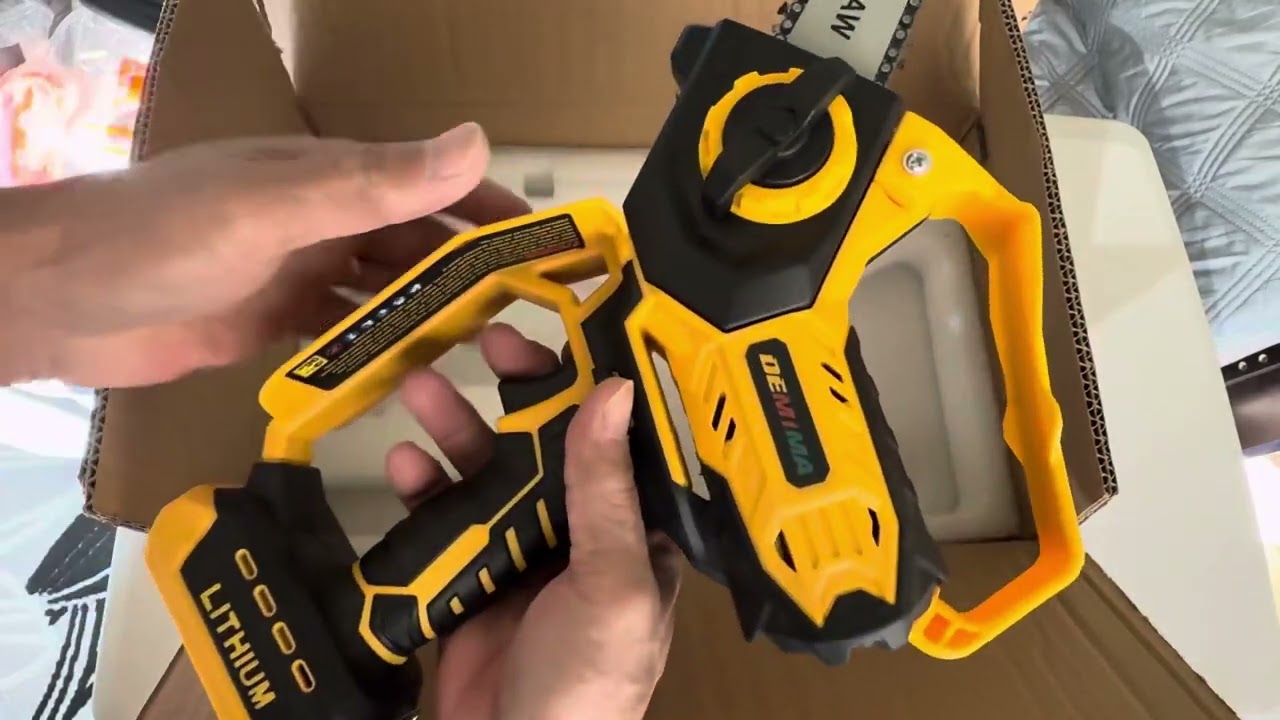 Распаковка мини-бензопилы Demima для аккумулятора Dewalt 20V Max, 8-дюймовая и 6-дюймовая, беспро...