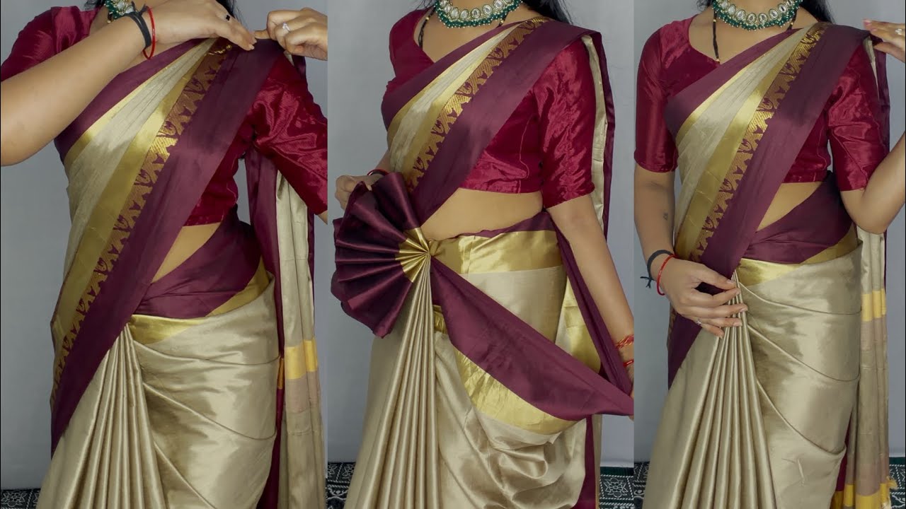 Amazing tips perfect look in cotton silk saree draping tutorial for beginners/slime attractive look 