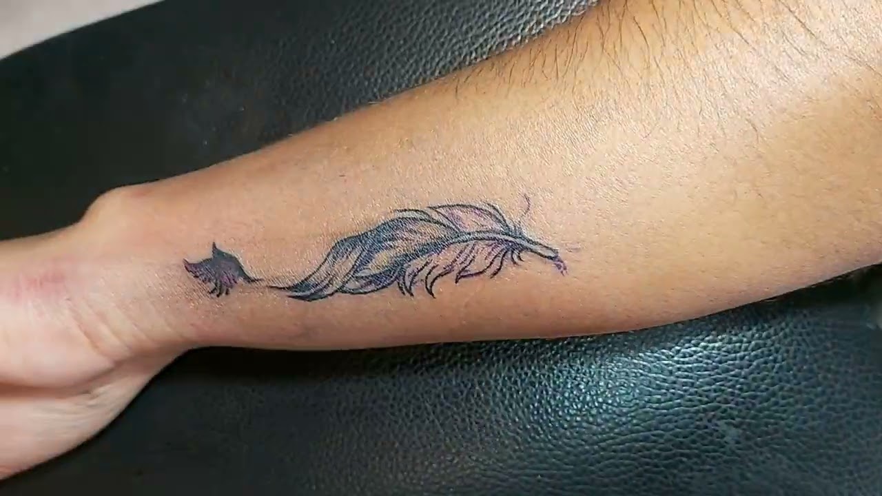 blue feather tattoo || girls tattoo || Tattoo ideas || time-lapse tattoo video