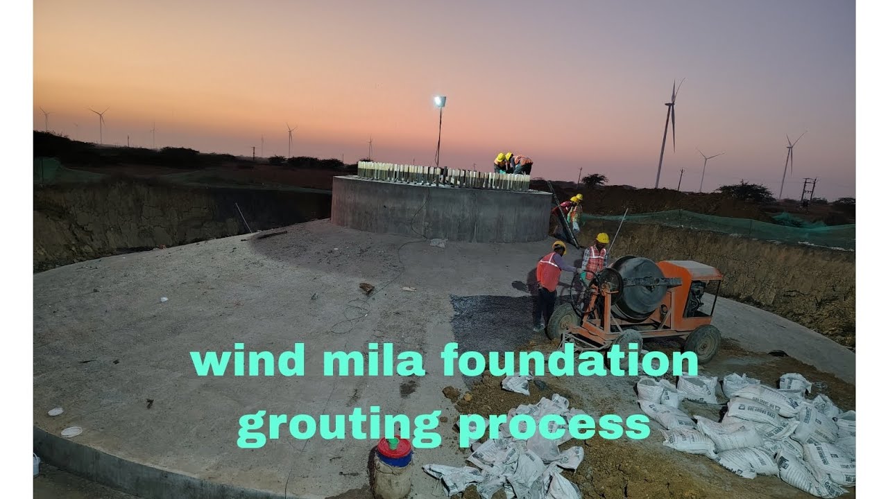 Wind mila foundation grouting process #windmill #foundation #civil #work #progress #grouting #share 