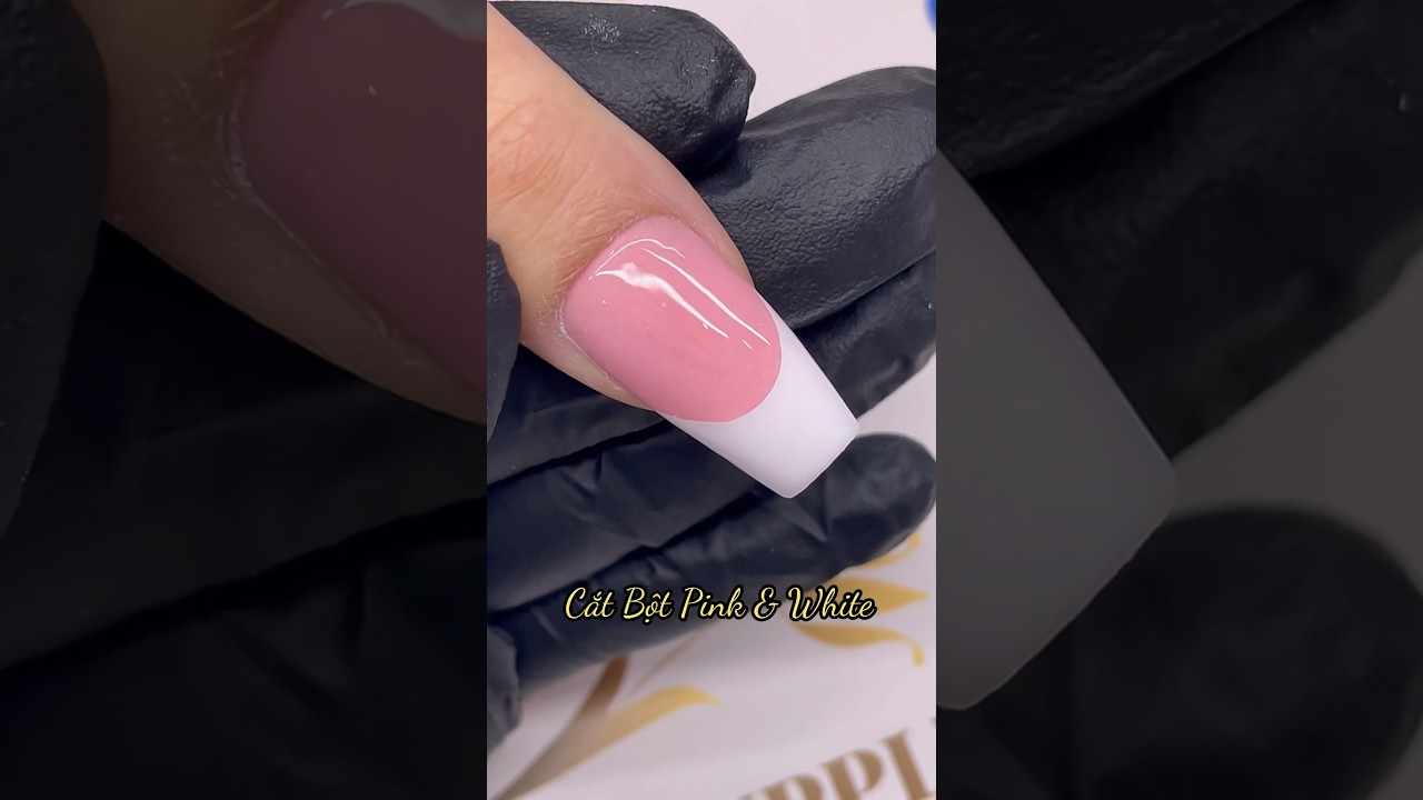 Pink And White Smile Cut using #cllamsupply acrylic powder #nails #nailart