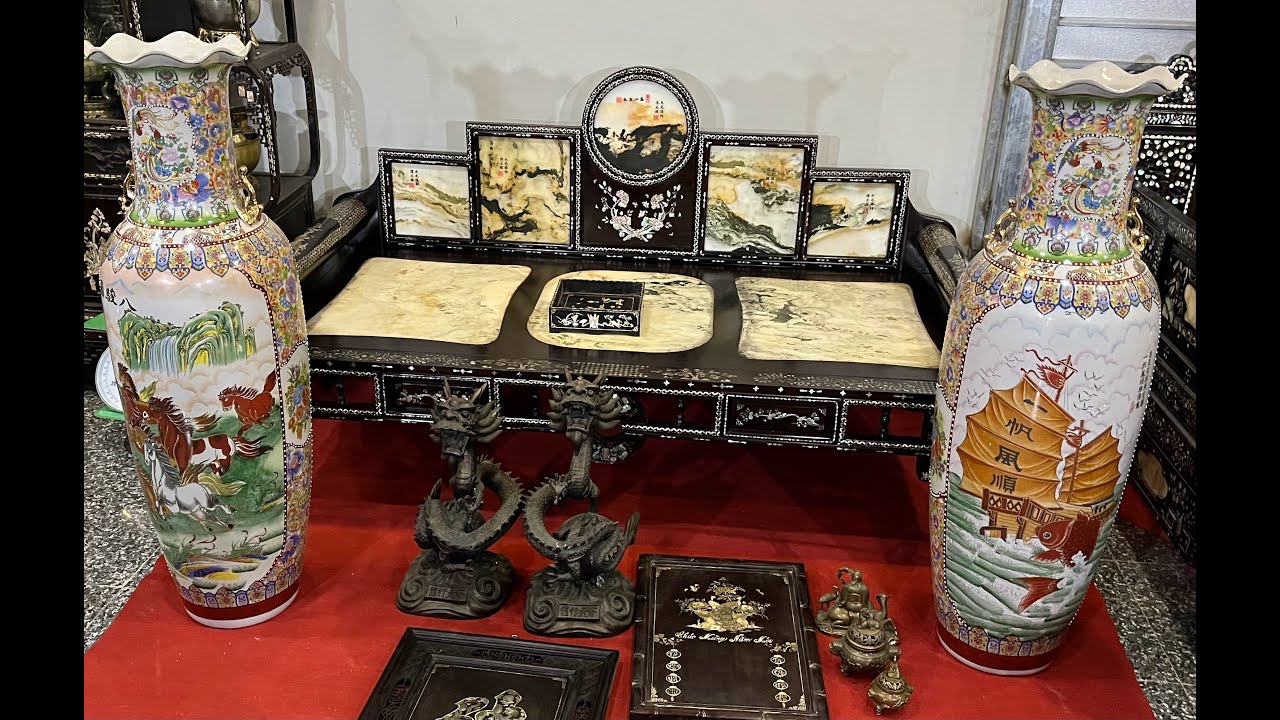Giường Lười Xưa Gỗ G&otilde;, Lục B&igrave;nh Gốm Nhật Xưa :11/8/2022/ (0707074844..zalo)