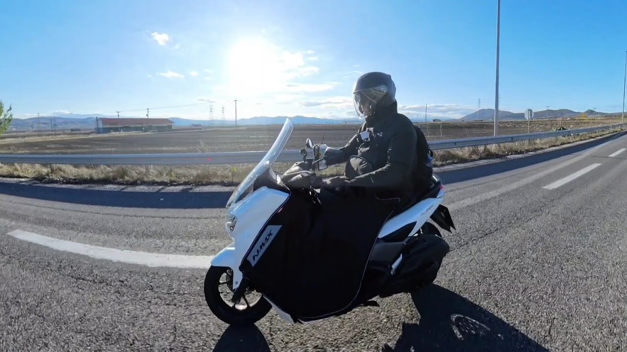 YAMAHA NMAX με κουβέρτα - δοκιμή χειμώνα σε ταξίδι Λάρισα Γαλαξίδι