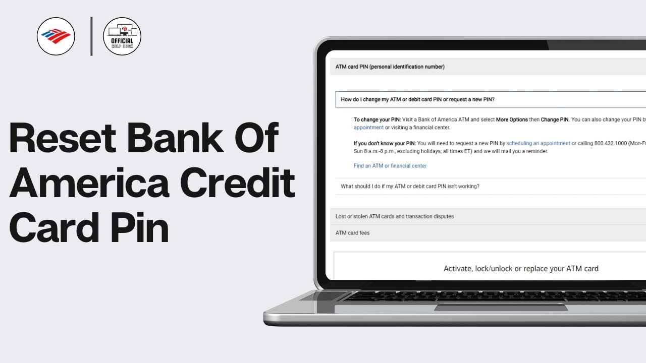 How To Reset Bank Of America Credit Card Pin 2024 | Bank of America Card PIN Recovery