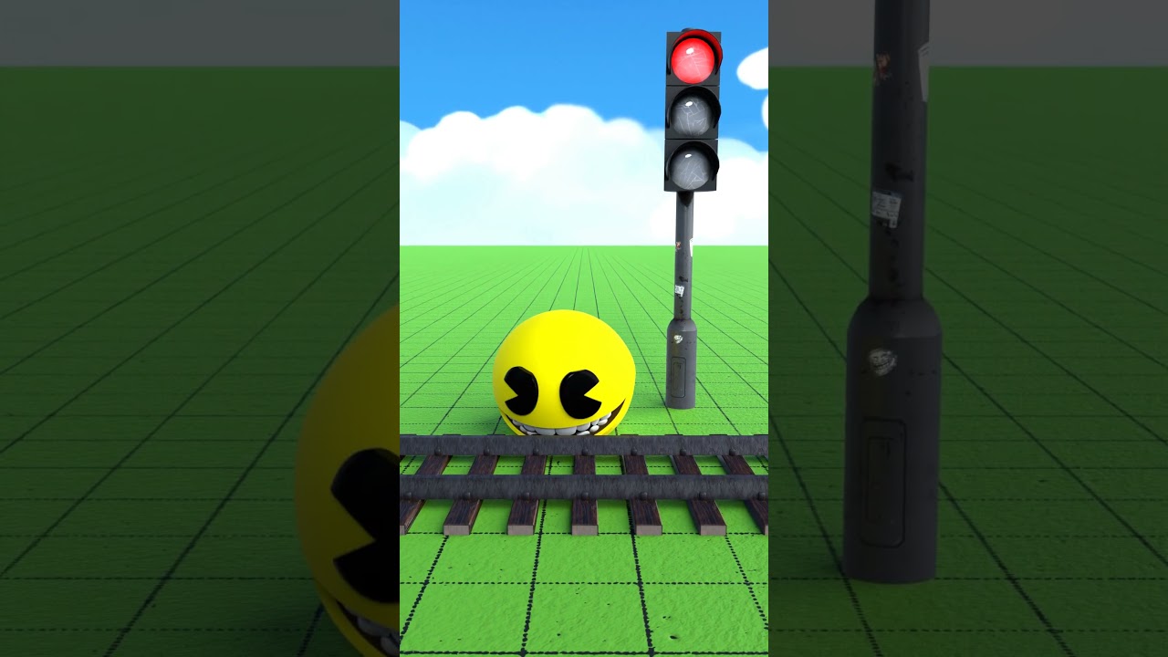 Pacman vs Train🚄🥵  #train #animation #pacman