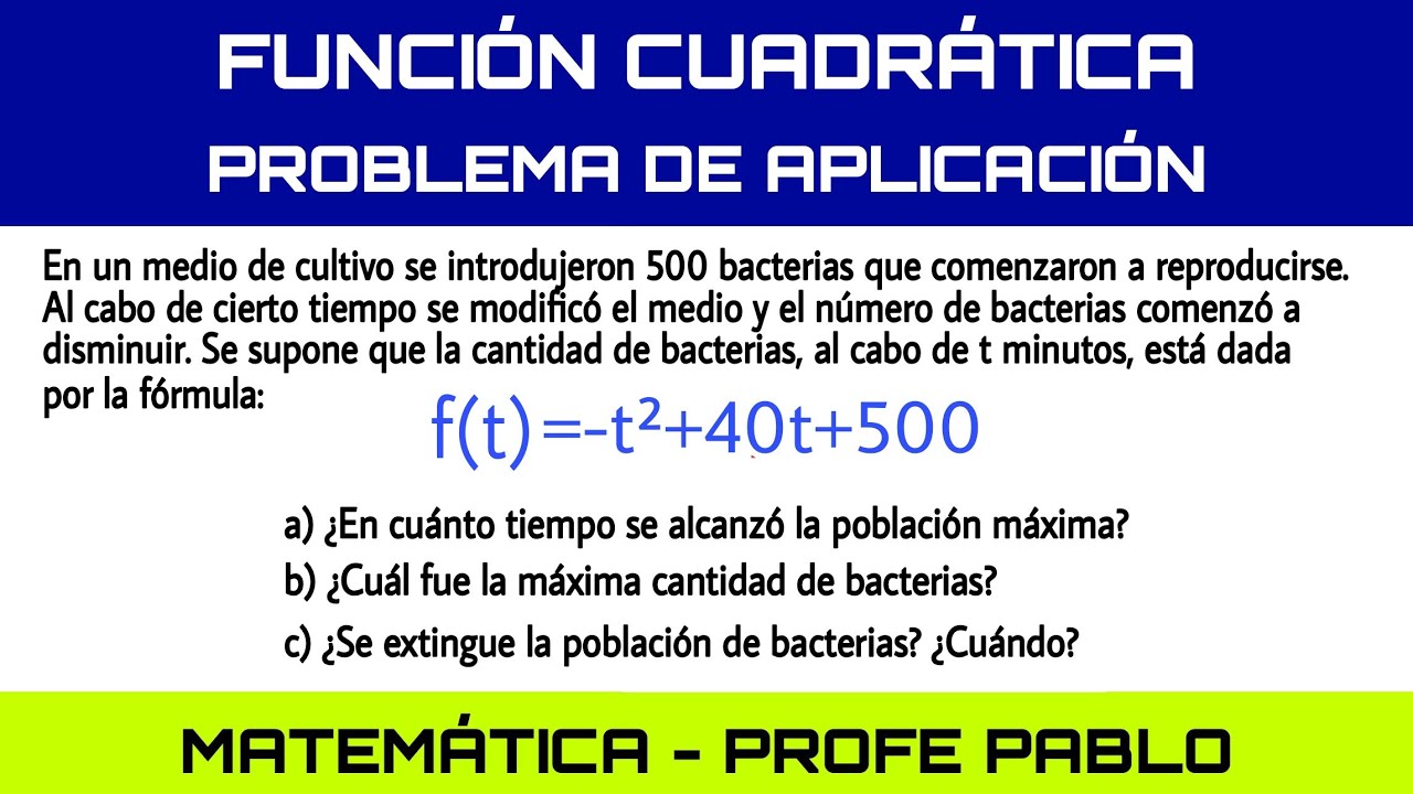 Función cuadrática. Problema de aplicación.