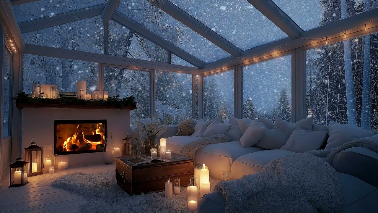 ❄️ 3 Hours Cozy Snowy Piano Room | Winter Day Ambience for Study & Sleep