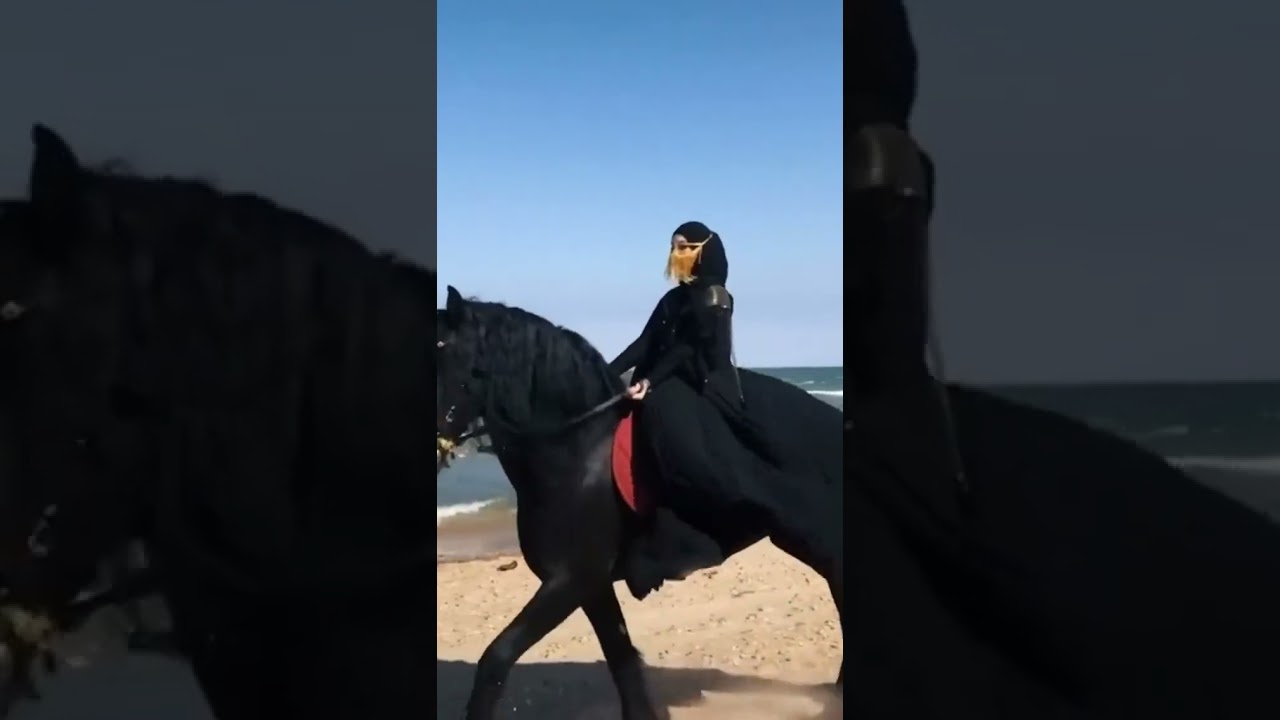 a horse ride by girl, Arabian horses, Abaya girl with horse  riding