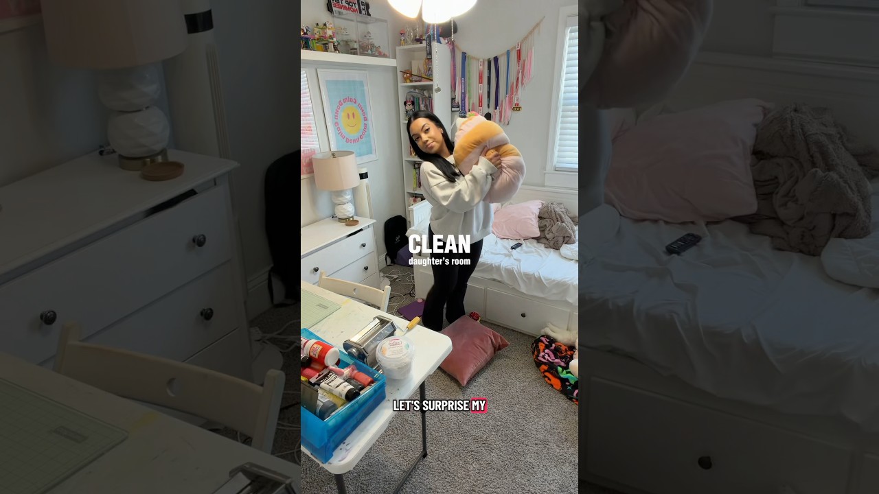 Давайте уберем комнату моей дочери 💖✨ #momlife #momvlog #cleanwithme #girlmom