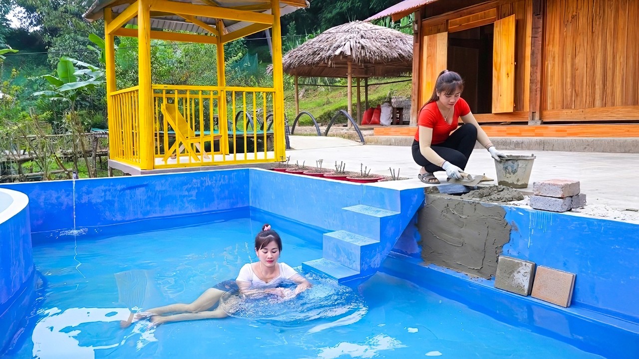 CEO Girl Leaves The City for The Forest: Build a Swimming Pool for Hot Summer | Start to Finish