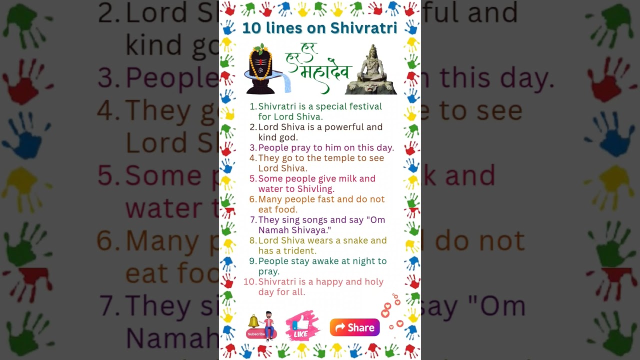 10 lines on Shivratri | Essay on Maha Shivratri | Speech on Maha Shivratri | Maha Shivratri