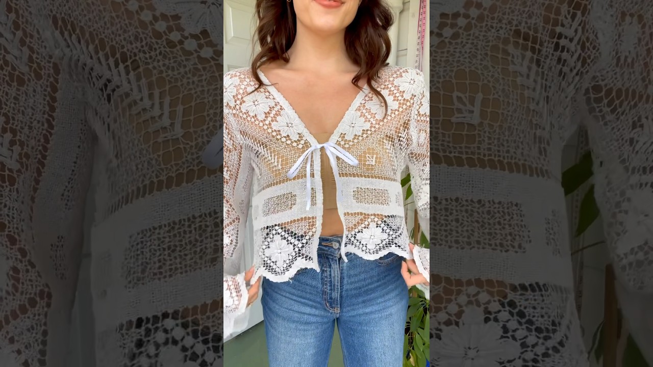 Thrifted a vintage lace tablecloth and made the top of my DREAMS! 🥰🪡 #sew #sewing #sewingtutorial