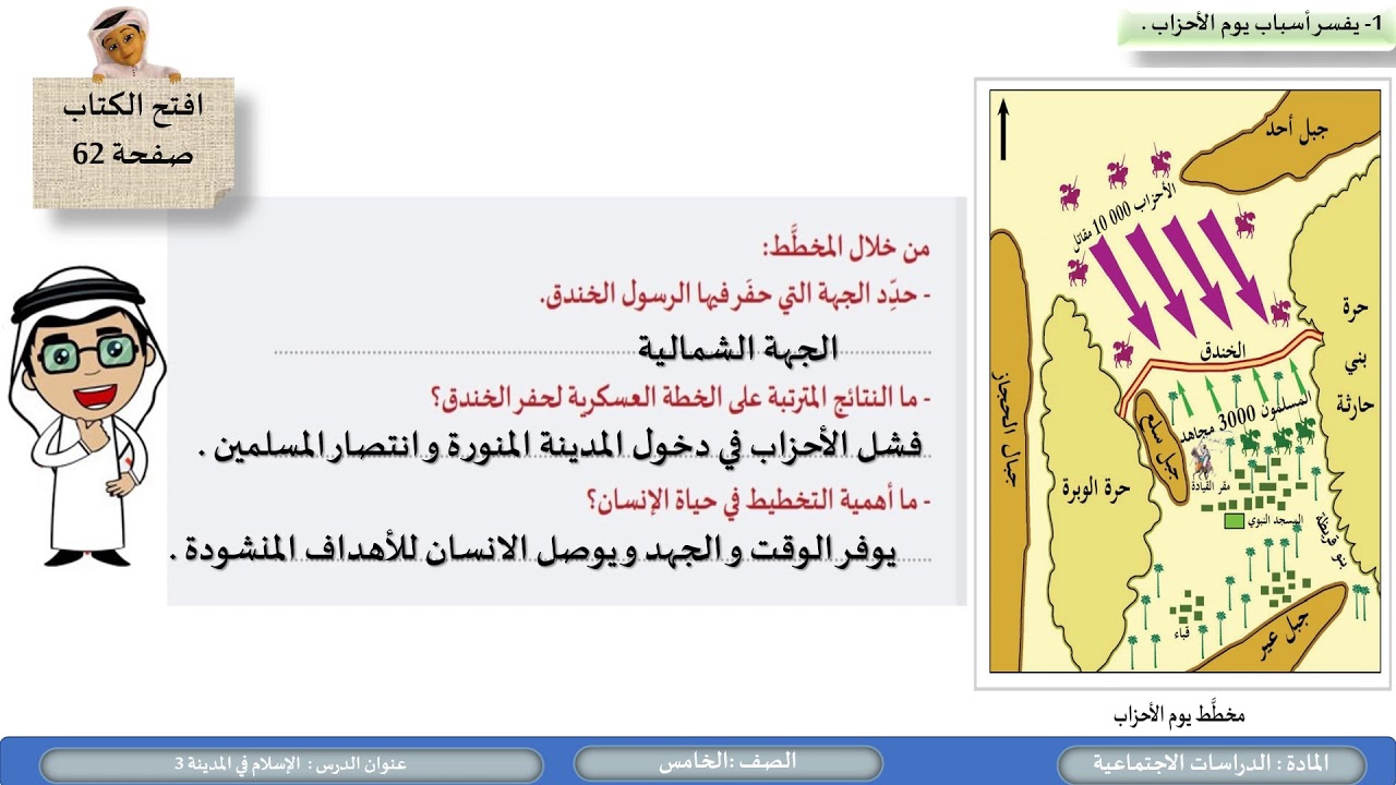 الصف الخامس   الدراسات الاجتماعية   الاسلام في المدينة 3