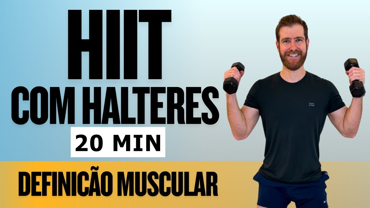 20 MIN de HIIT com HALTERES - Tonificar e definir corpo inteiro - Treino em casa, intenso