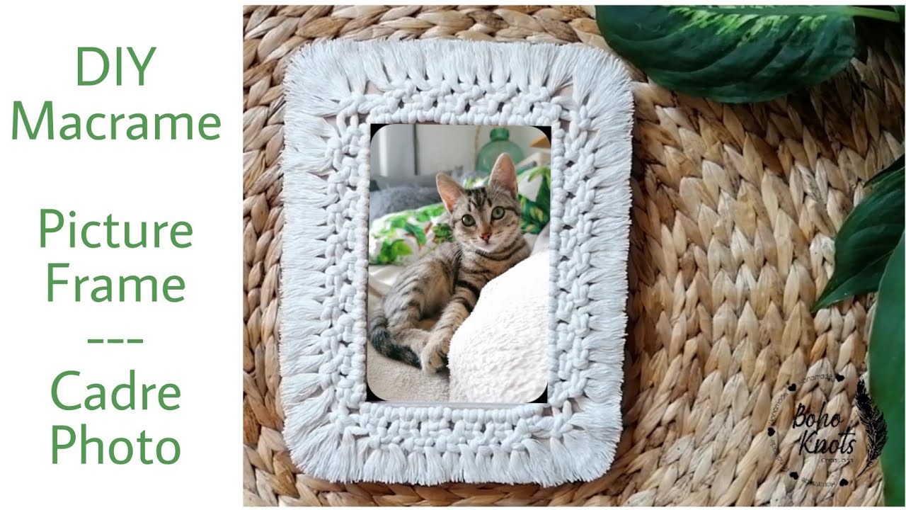 DIY Macrame Frame Easy Tutorial w/scrap cords EN-FR Tuto Facile Cadre avec vos chutes de cordes