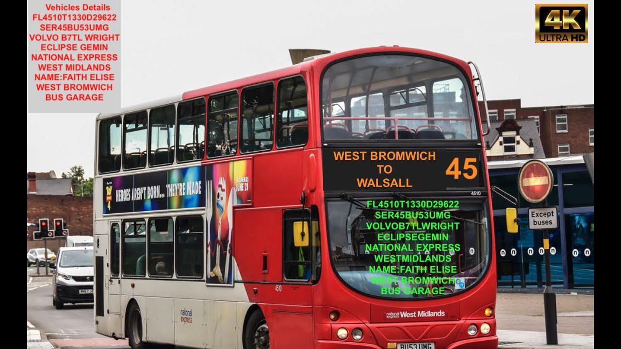 Bus Route 45 To Walsall   4K
