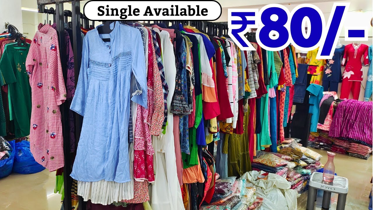 Hyderabad Wholesale Western Tops ₹80/- Readymade Suits Naira cut Kurtis