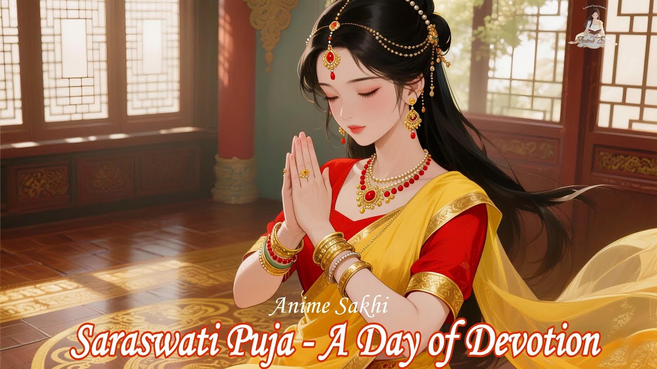 Aesthetic Anime Vasant Panchami Festival | Saraswati Puja and Bengali food | Ghibli Studio style