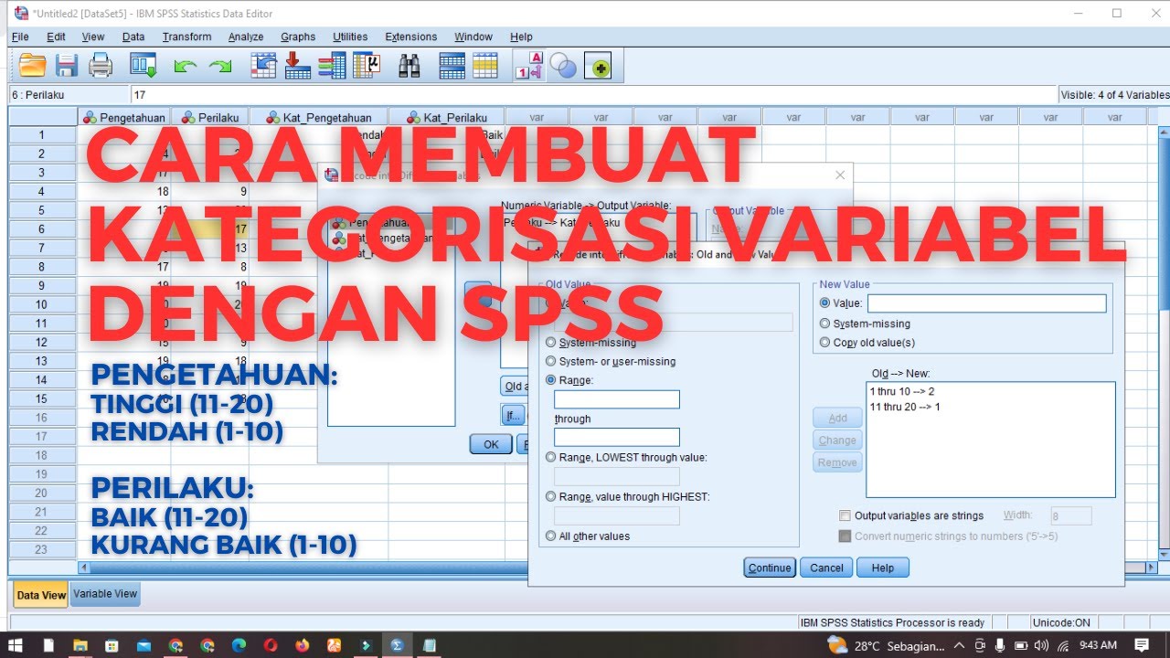 Cara Membuat Kategorisasi Variabel Dengan SPSS