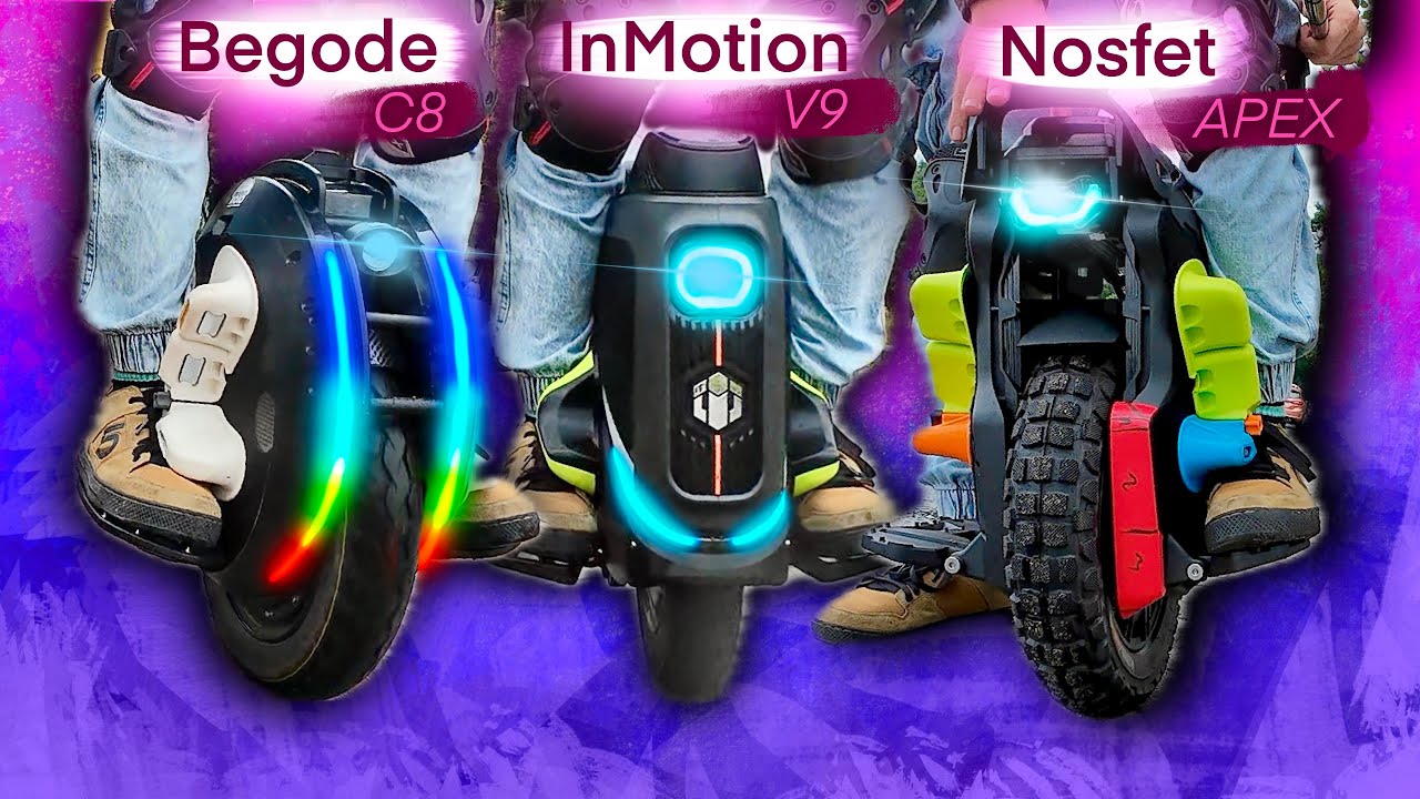 Мини-колеса с подвеской - сравнение электрических моноколес Begode C8, InMotion V9, Nosfet Aero!