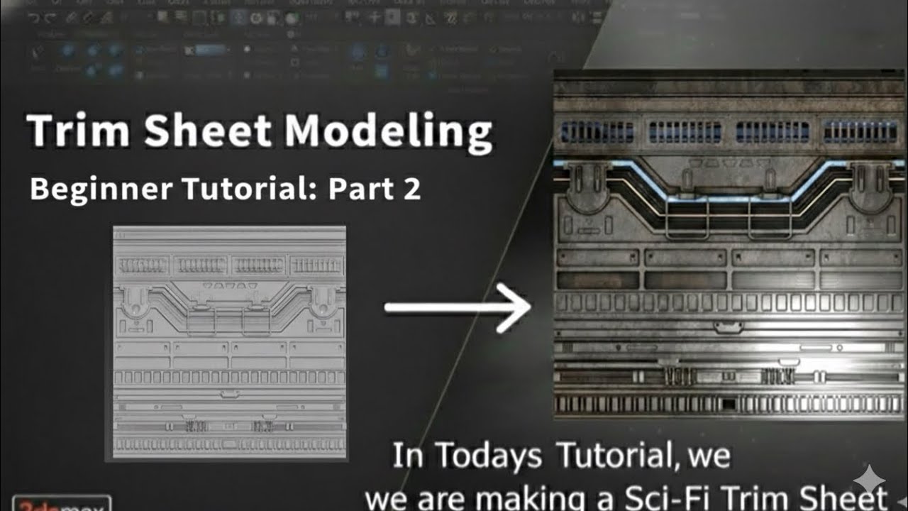 Sci-fi high poly trim sheet modeling beginner in 3ds max  part 2