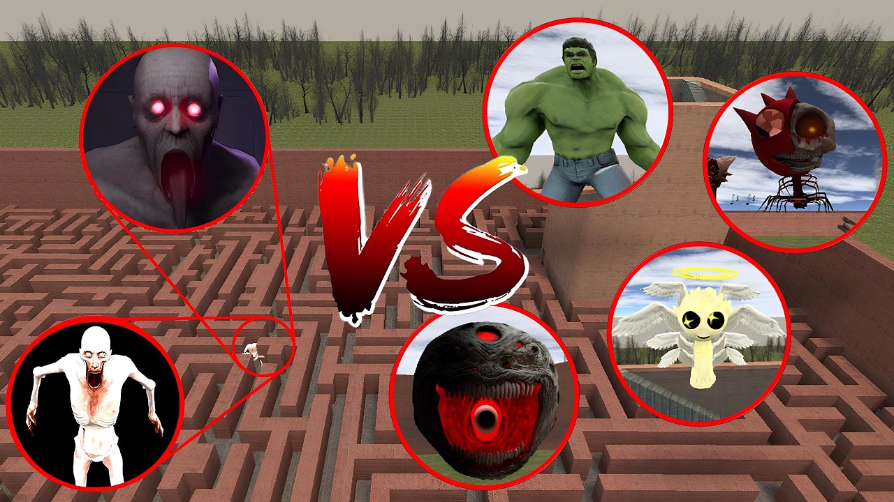 Hulk VS Tung Tung Tung Sahur  VS Sonic VS  SCP 096 In Garry's Mod.#scp096  #garrysmod  #nextbots.