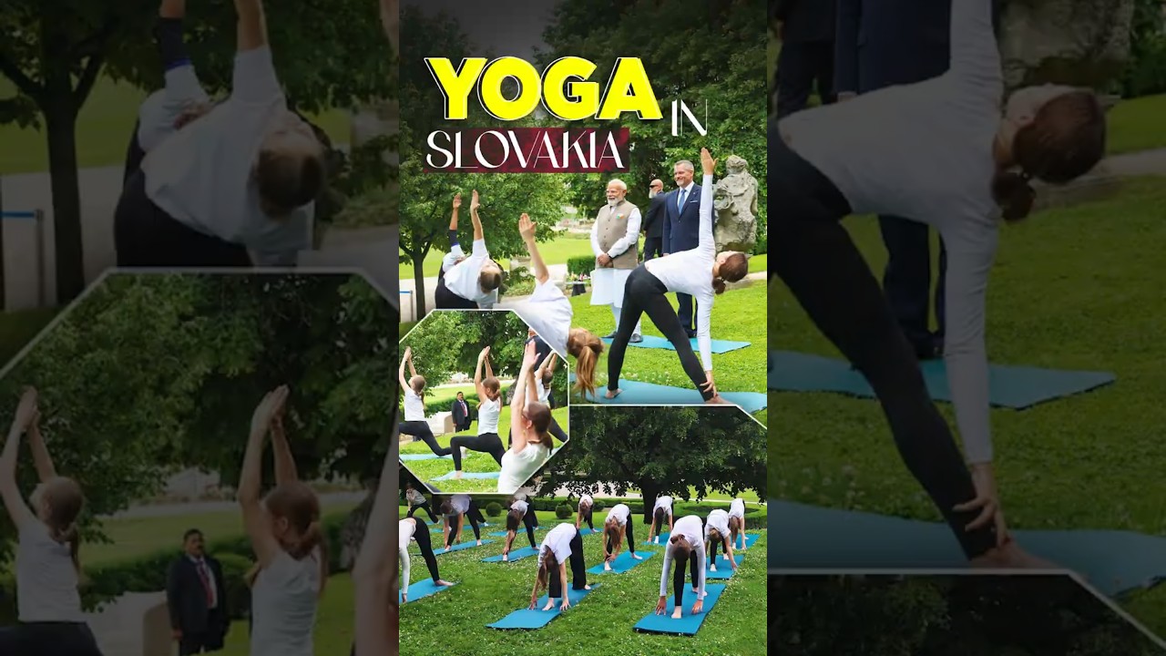 PM Modi & Slovakian President Peter Pellegrini witness a yoga demonstration in Slovakia | #shorts