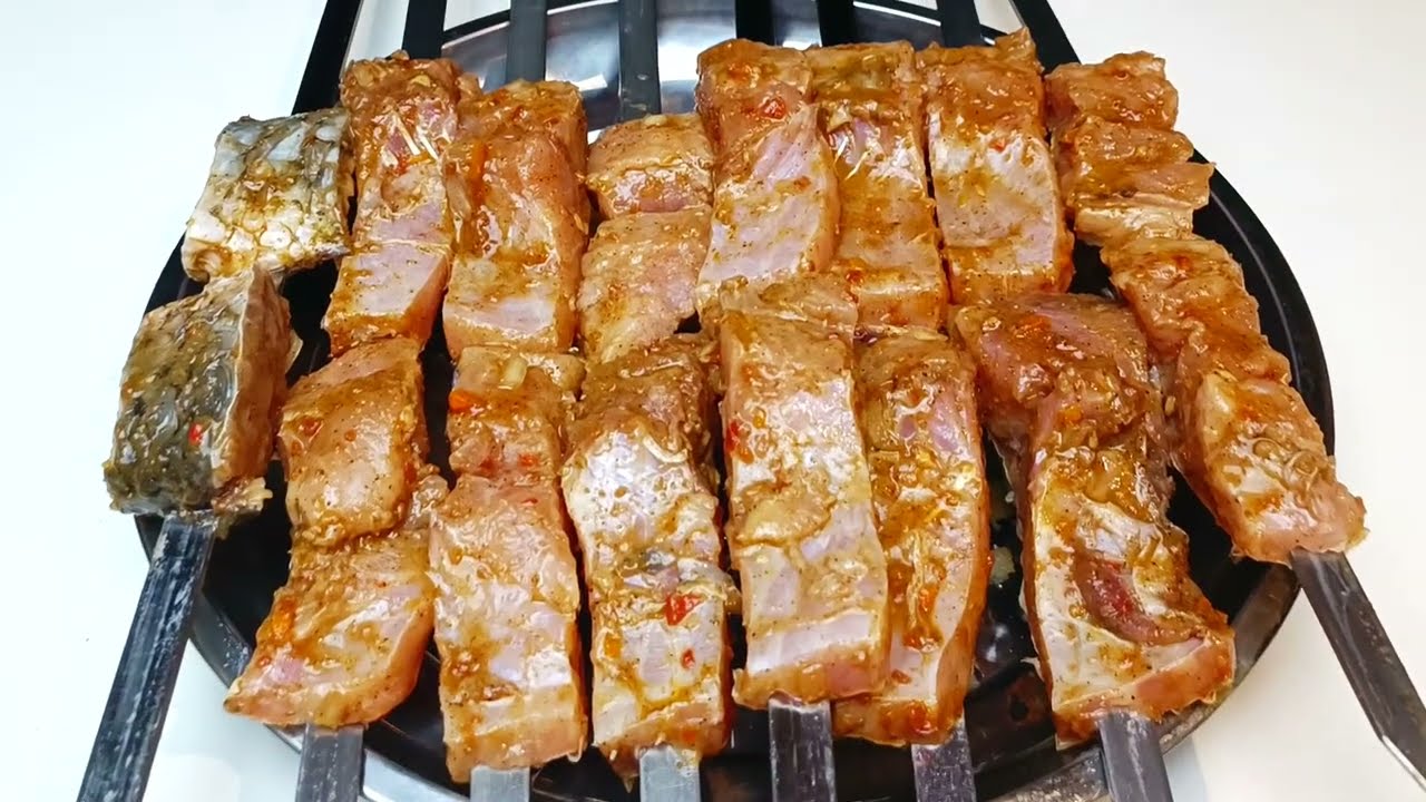 Grilled Carp Shashlik. The Most Delicious Marinade