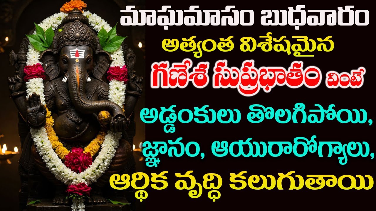 మాఘమాసం బుధవారం అత్యంత విశేషమైన గణేశ సుప్రభాతం వింటే అడ్డంకులు తొలగిపోయి, ఆర్థిక వృద్ధి కలుగుతాయి