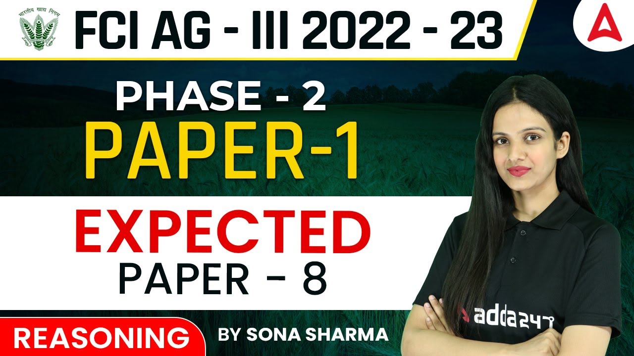 FCI AG-3 PHASE-2 | PAPER-8 | Expected Paper BY SONA SHARMA