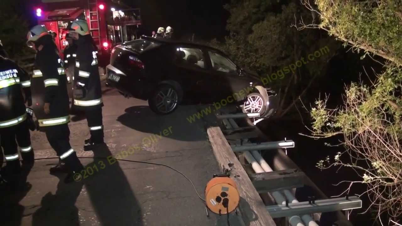22092013 NÖ.:Bez.St.Pölten Land: Weinburg, Auto nach Unfall fast in die Pielach gestürzt