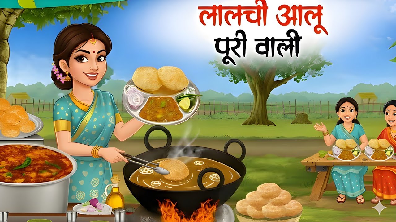 लालची आलू पुरी वाली। Lalchi aalu puri wali । Hindi kahani। Moral story। Cartoon kahani 