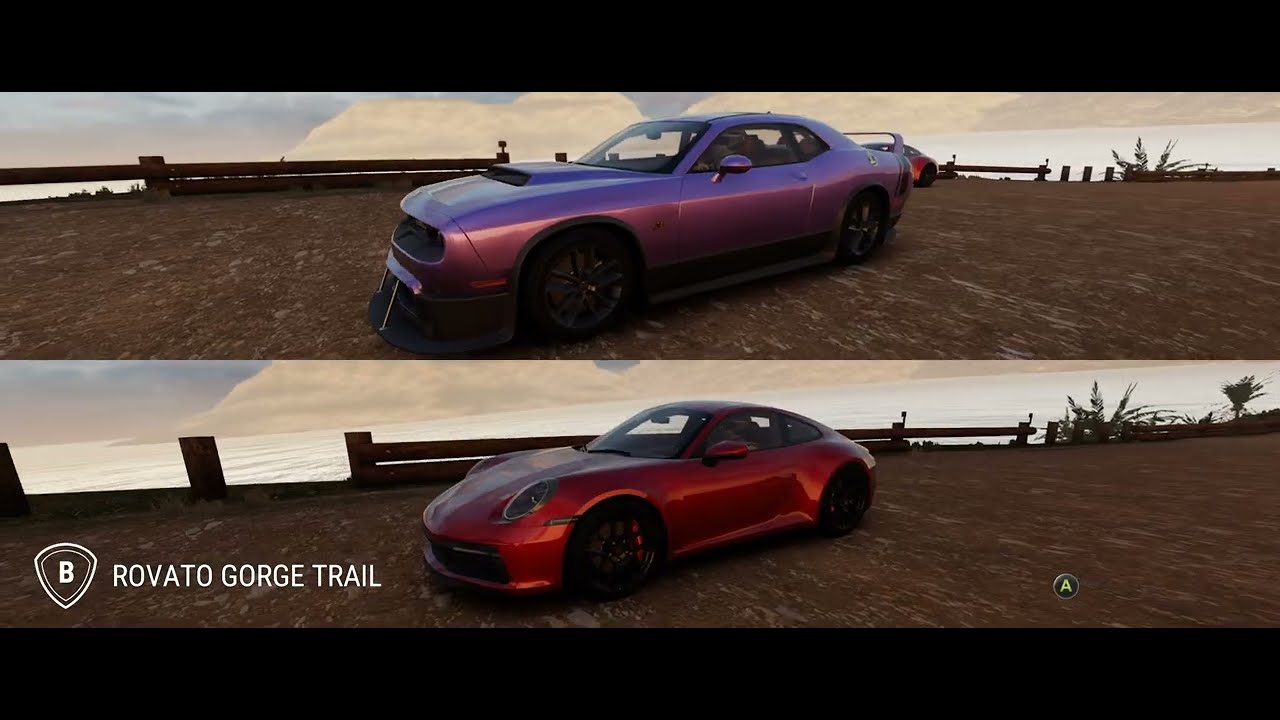 Gear.Club Unlimited 2: Rovato Gorge Trail (Challenger vs 911) Split-screen