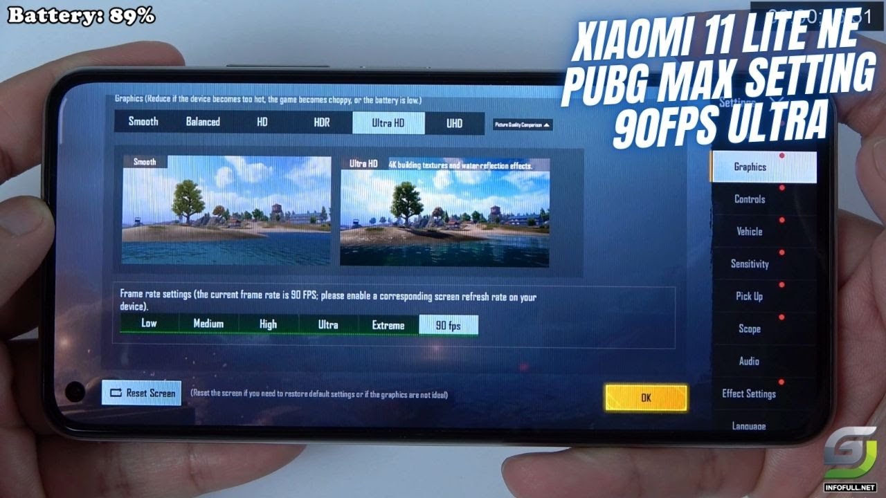 Xiaomi 11 Lite NE test game PUBG Ultra 90 FPS