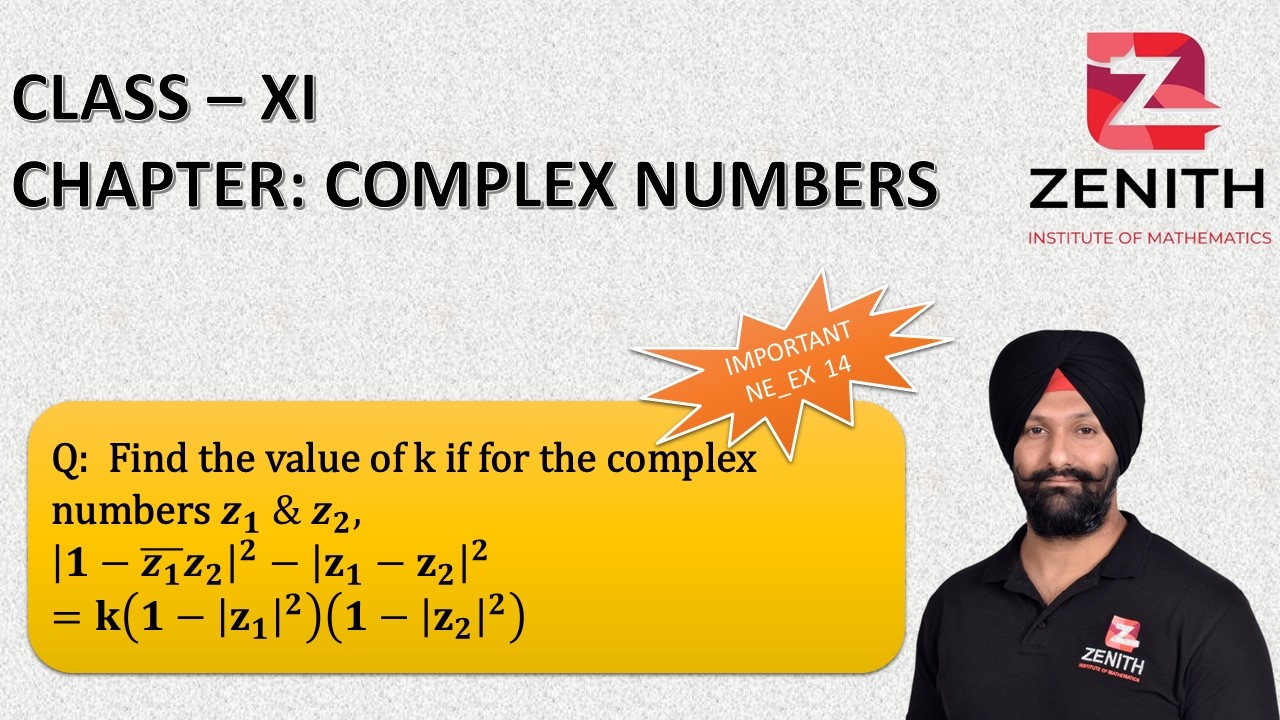 Find the value of k if for the complex numbers 𝒛_𝟏  & 𝒛_𝟐, |𝟏−(𝒛_𝟏 ) ̅𝒛_𝟐 |^𝟐−|𝐳_𝟏−𝐳_𝟐 |......
