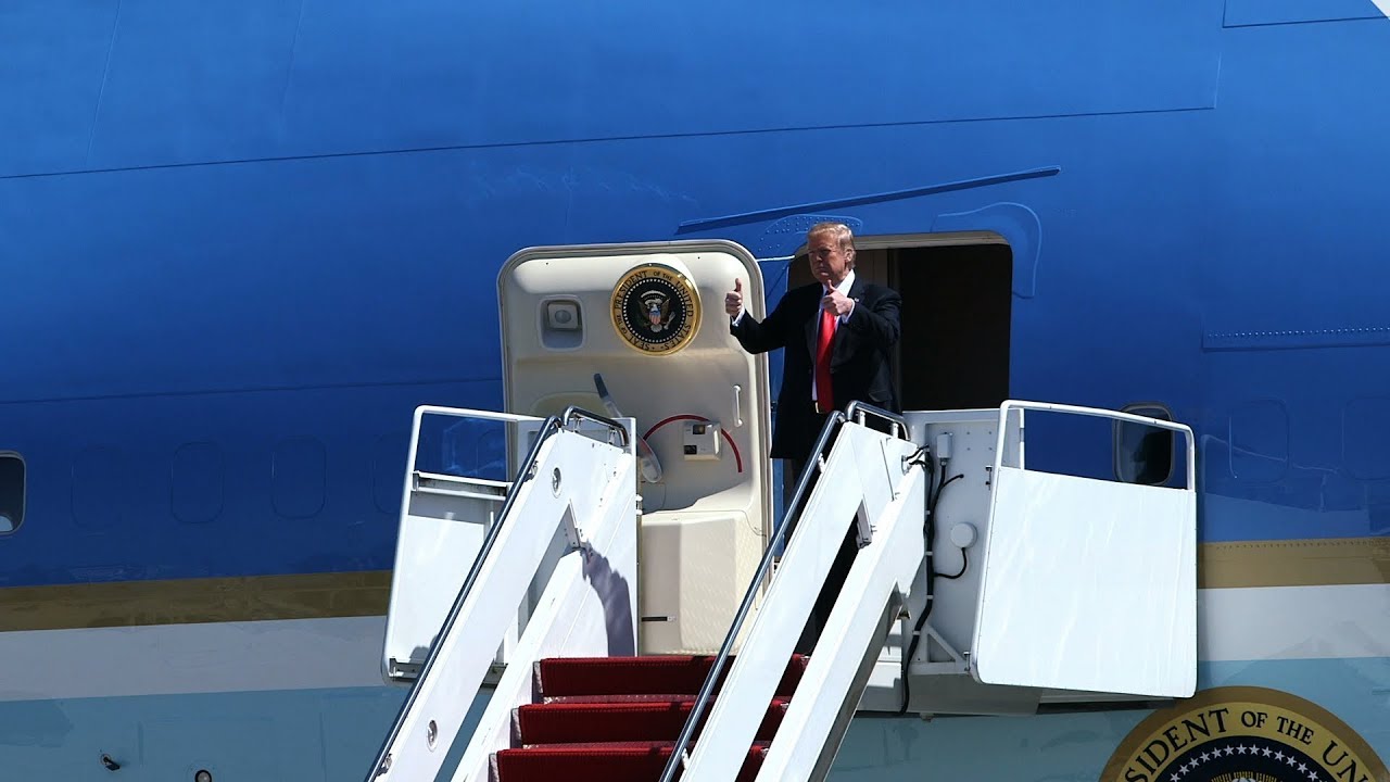 President Donald Trump arrives at PBIA aboard Air Force One