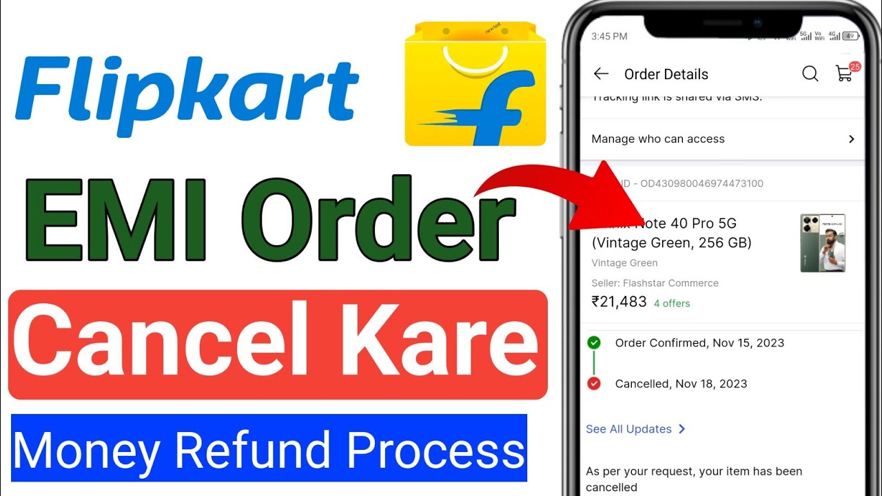 Flipkart EMI Order cancel refund process I how to cancel Flipkart EMI product money refund 2024
