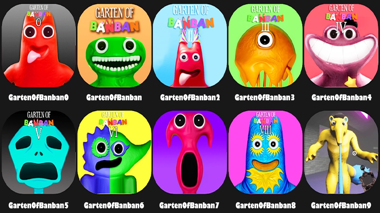Garten of Banban 0-1-2-3-4-5-6-7-8-9 ALL BOSSES vs All JUMPSCARES,Garten of Banban 9 FULL GAMEPLAY