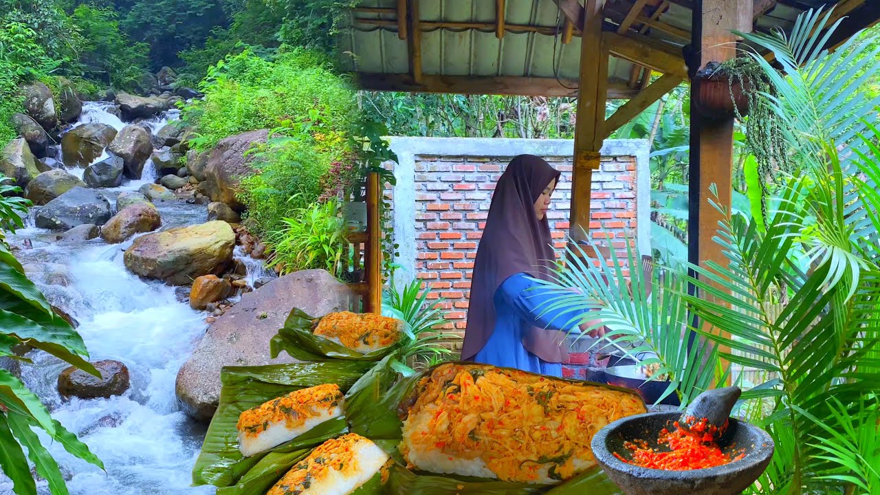 Hidup di Desa | Masak nasi bakar ayam suwir kemangi | Munggahan sebelum puasa di tempat yang indah