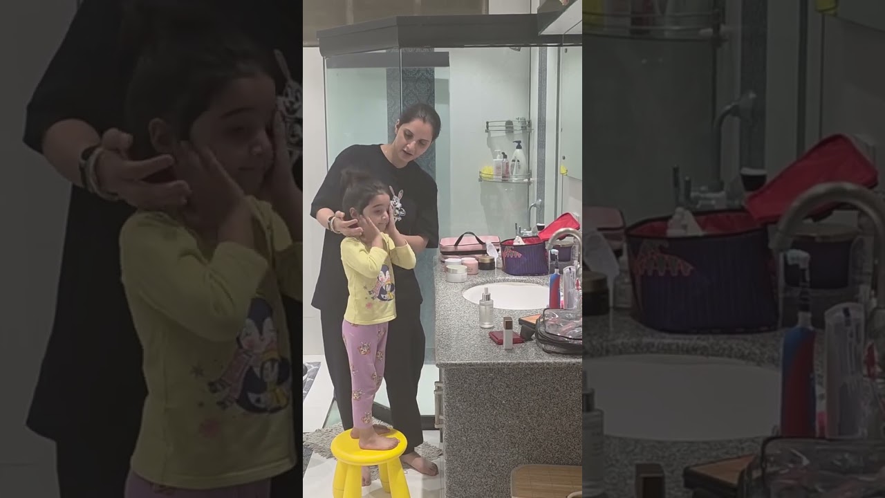 sania mirza sweetly doing night skincare of her niece #bollywood #saniamirza #tennis