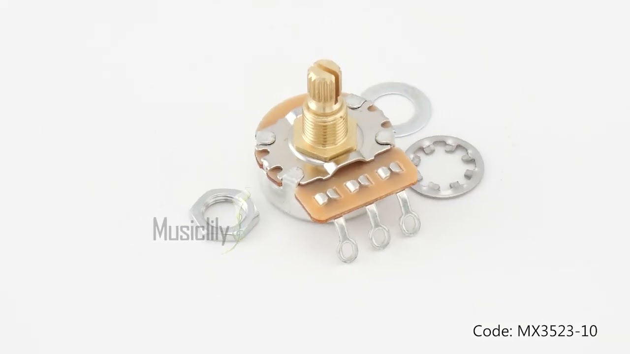 Musiclily Pro HD B1M Brass Metric Split Shaft 6.5mm Potentiometers for Electric Guitar Bass 360 show