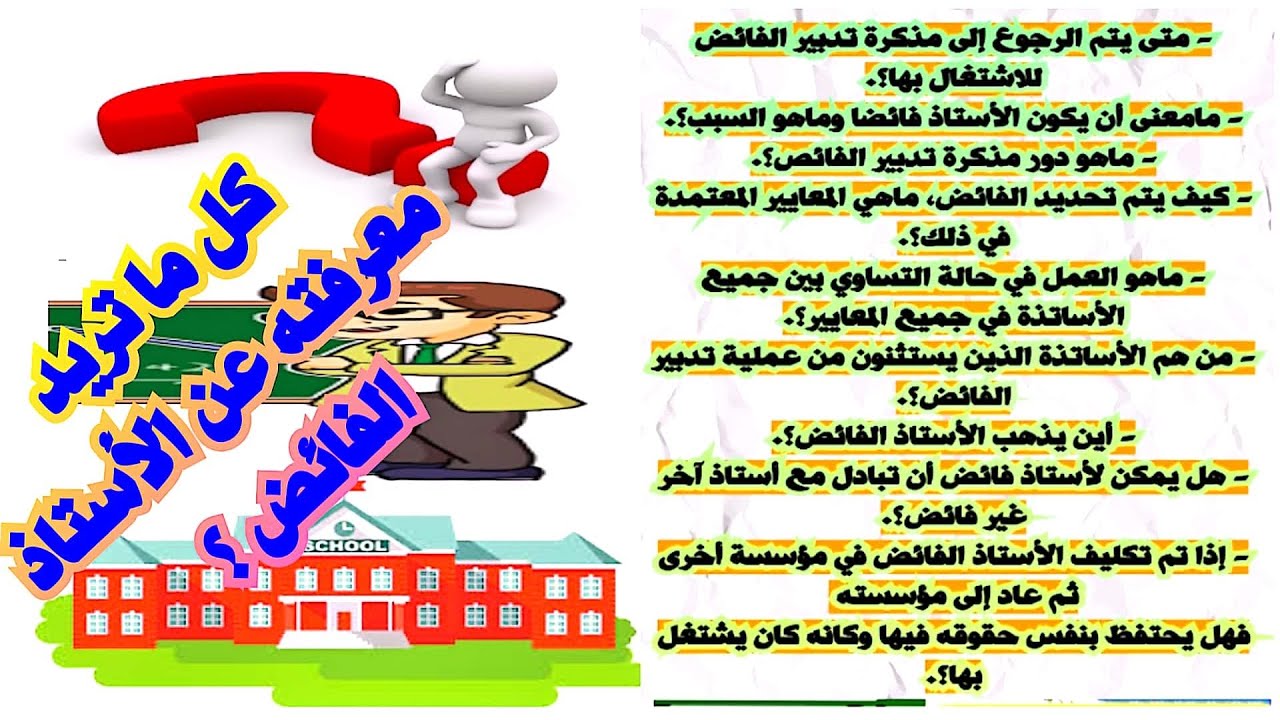 كل ما تريد معرفته عن الفائض؟لماذا يتم تفييض بعض الأساتذة؟كيف يتم التفييض بين الأساتذة الجدد؟....
